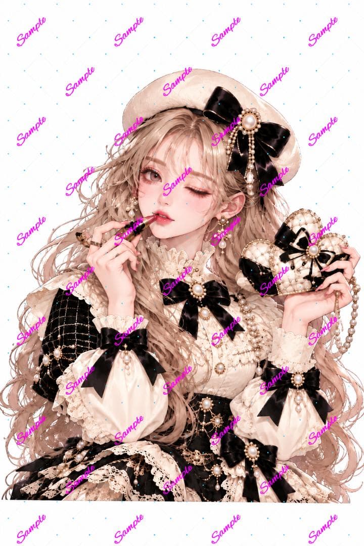 Classic Lady with Black Ribbon | Lolita Character Sticker A6 3 Sheets