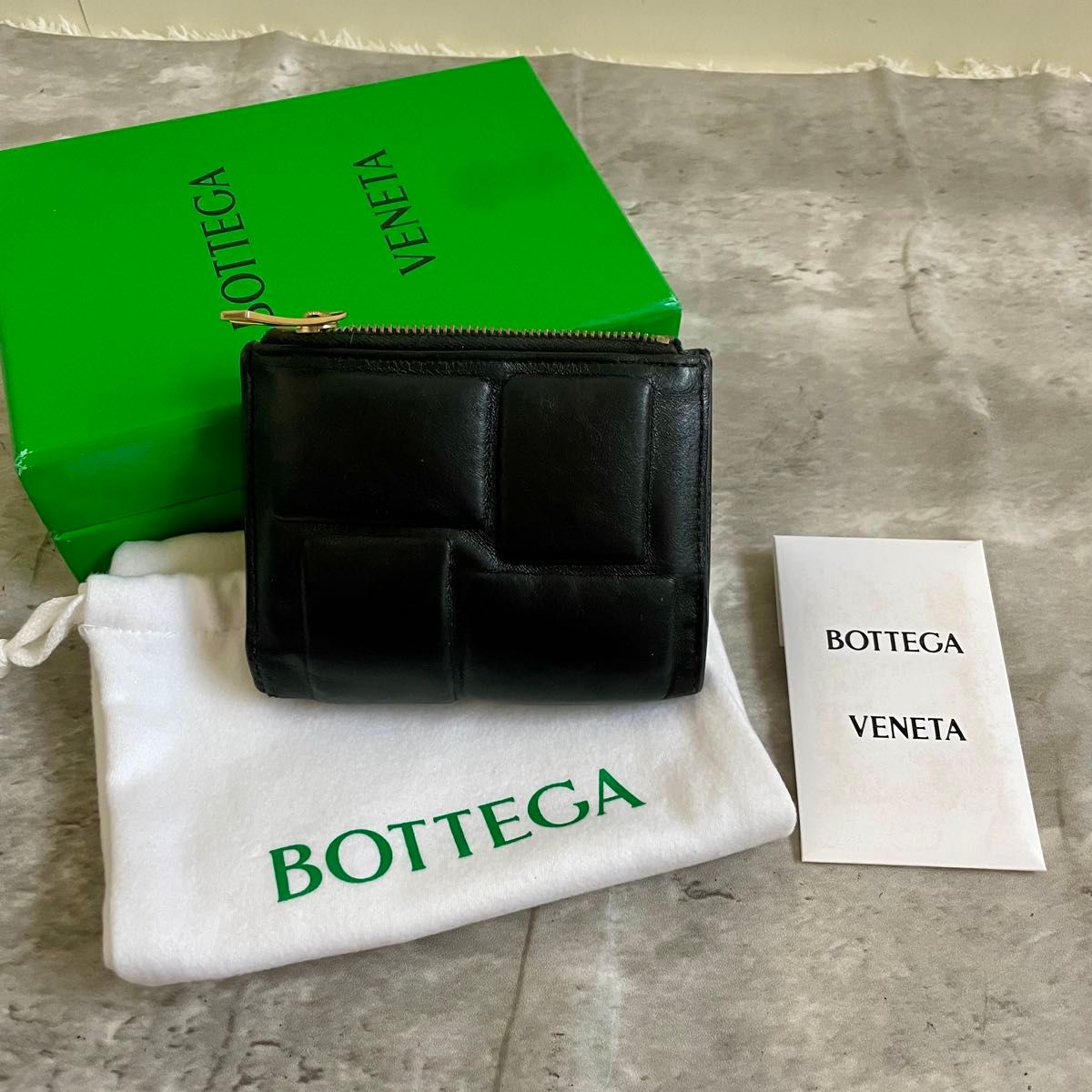 Bottega Veneta Bifold Wallet, Cassette, Padded Block, Compact, BOTTEGA VENETA, Black