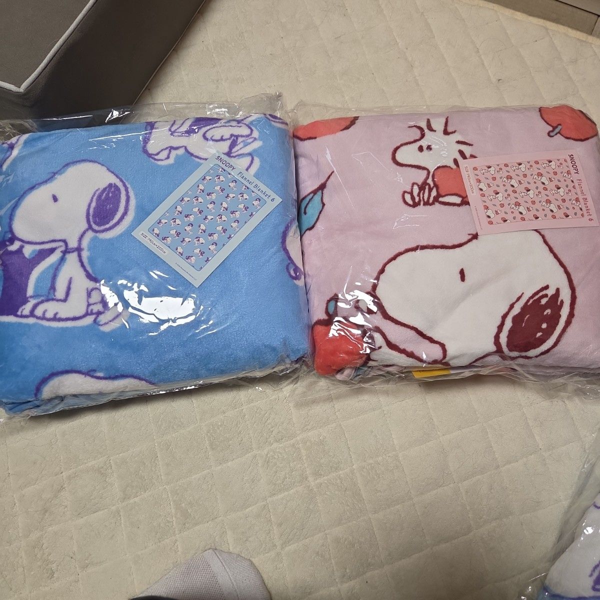 SNOOPY 史努比 法兰绒毯子 2件套 蓝色 粉色