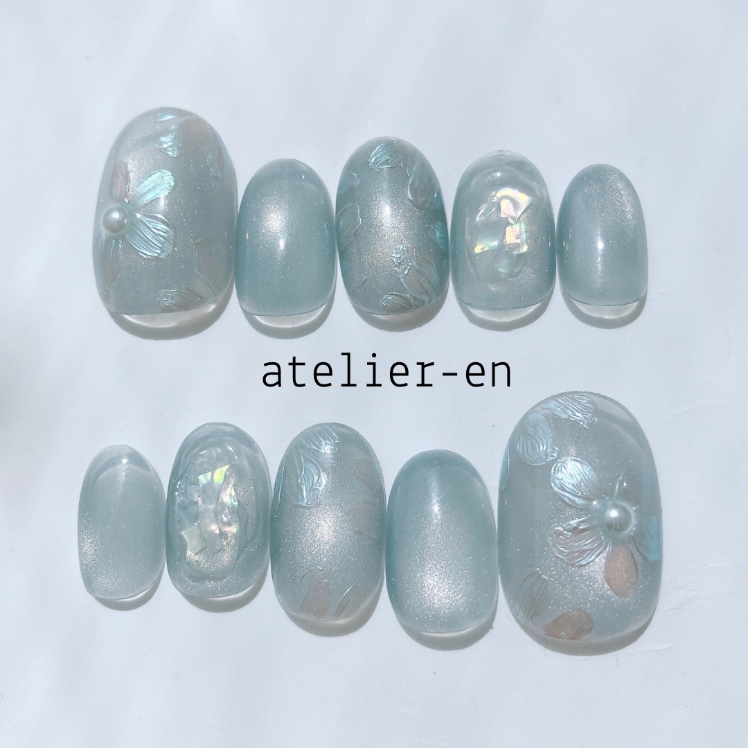 Nemophila Happiness Nail 🩵 Nail Tips, Light Blue, Magnet, Wedding, Bridal, Wedding Ceremony, Bride, Something Blue