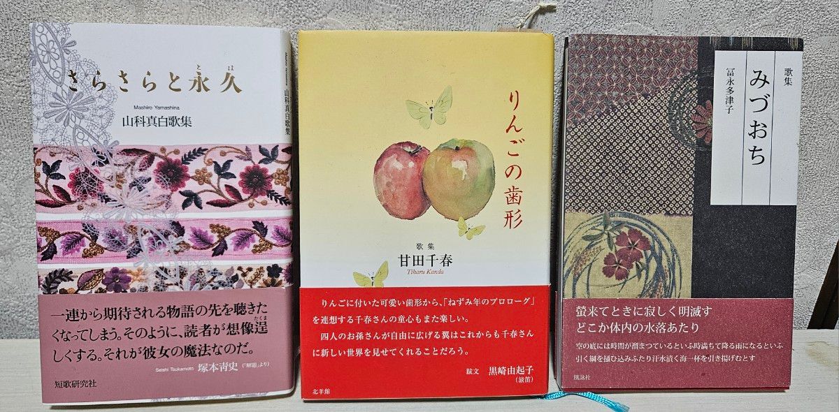 歌集 3冊セット さららと永久 山科真白 りんごの歯形 甘田千春 みづおち 冨永多津子　短歌集　短歌　現代歌人
