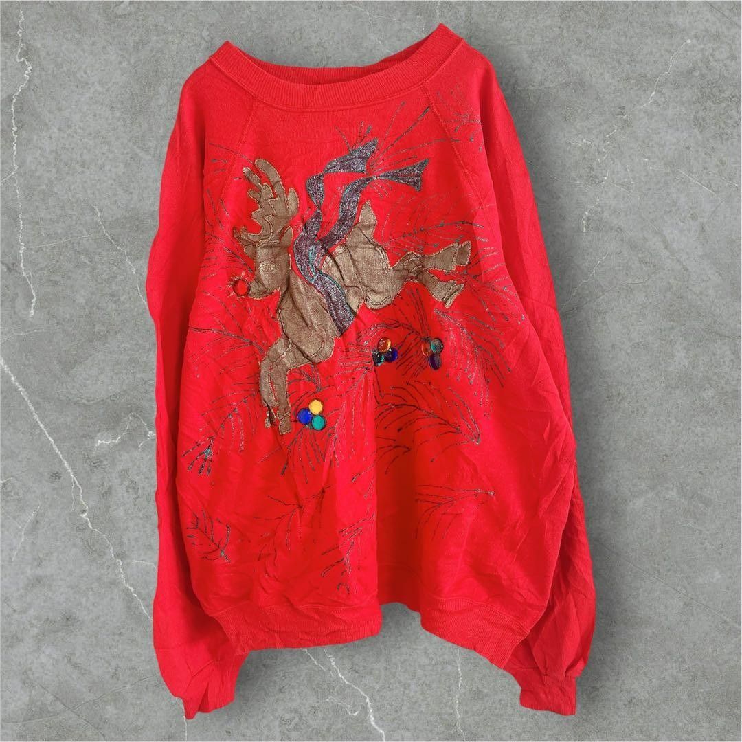Made in USA Hanes SPORT reindeer sweatshirt XL 90s red vintage clothing