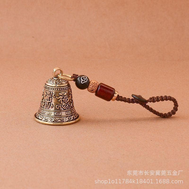 ★②5 Brass Fortune Character Bell, Guardian Bell, Auspicious Item, Amulet, Bell for Good Luck and Fortune, Divination