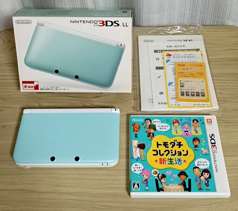 お値下げ中【オマケ付】美品★ニンテンドー 3DS LL ミント×ホワイト 本体&トモダチコレクション ソフトセット