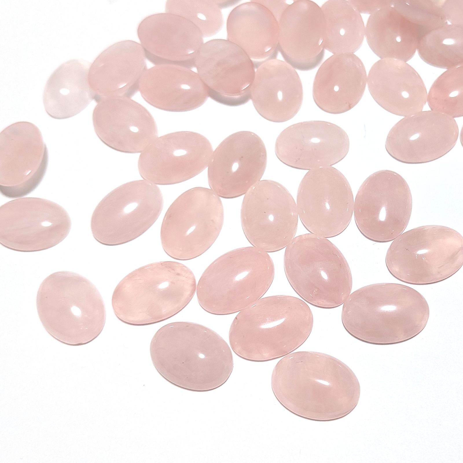 【2个套装】玫瑰石英椭圆形碳约18 × 13mm