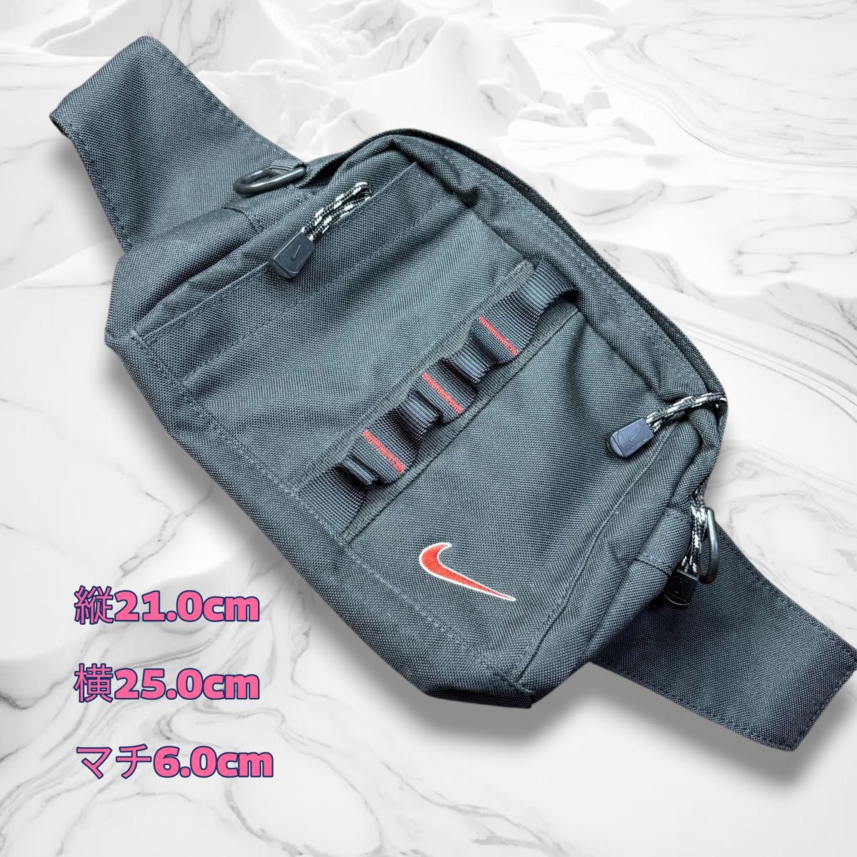 Old Nike NIKE waist pouch body bag black with red embroidery Y2K shoulder bag