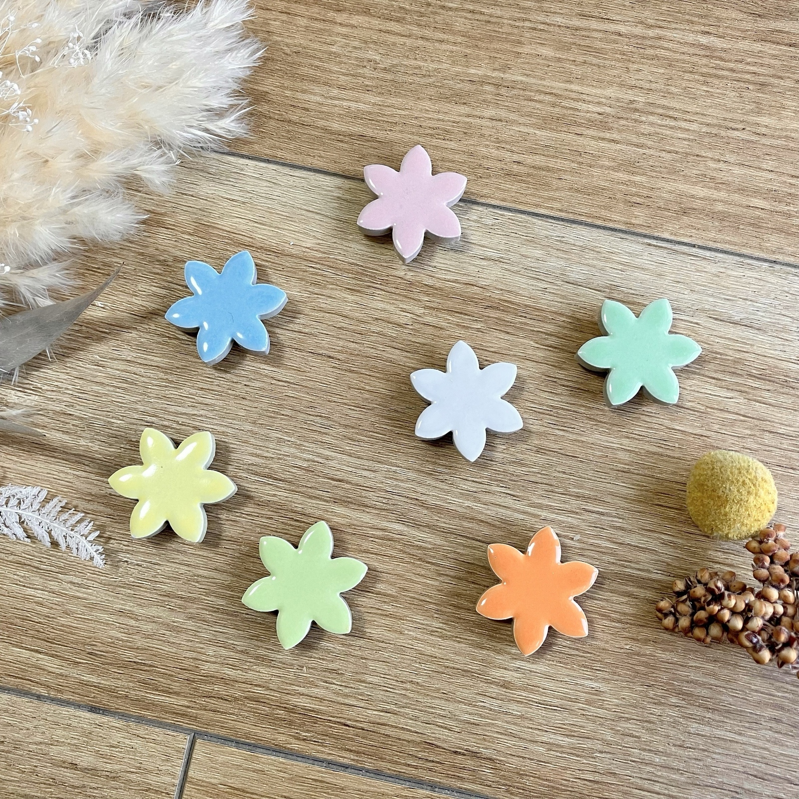 强力磁铁 ☆ 美浓烧特斯拉瓷砖 ☆ 7色套装 ☆ 包装礼品内庆祝steshonaly文具红叶