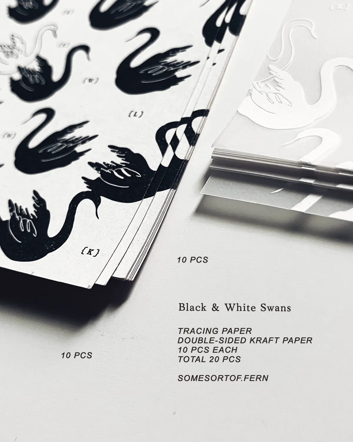 ★9月新品★[羊君somesortof.fern] [YJ-107B] 黑白天鹅 Black and White Swans M5 拼贴替换内页（双面设计，2款共20张）