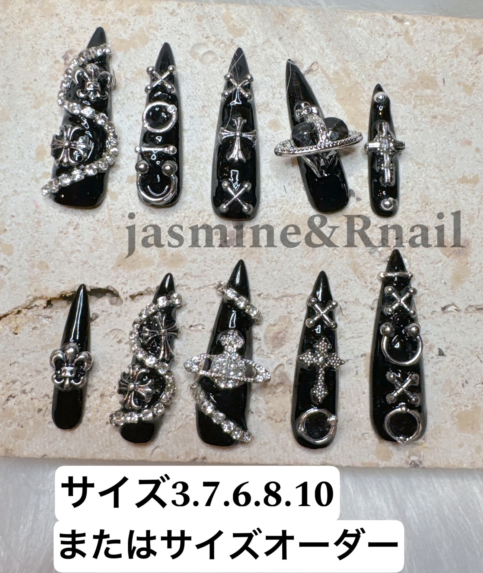 Long Nail Gal Y2K Subkal Chrome Hearts Gotegote Nail Tip