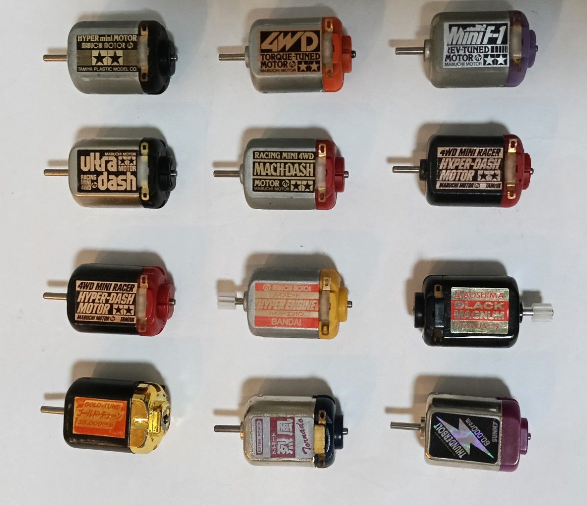 vintage Mini 4WD motor 12-piece set tested and working Tamiya Bandai Aoshima TAMIYA BANDAI AOSHIMA