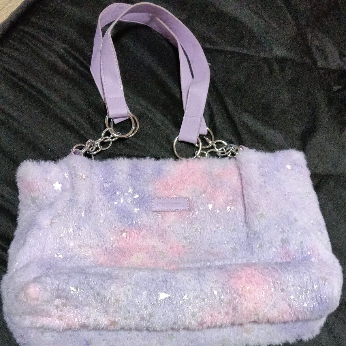 Yume Kawa Fur Bag Shoulder Bag Purple Pink Star Pattern