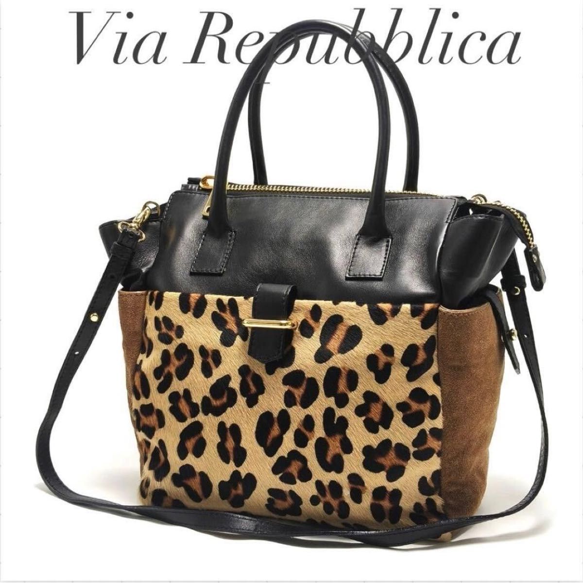 ★Long Weekend Sale Via Repubblica 2way Leopard Haraco Tote Bag A4 Compatible
