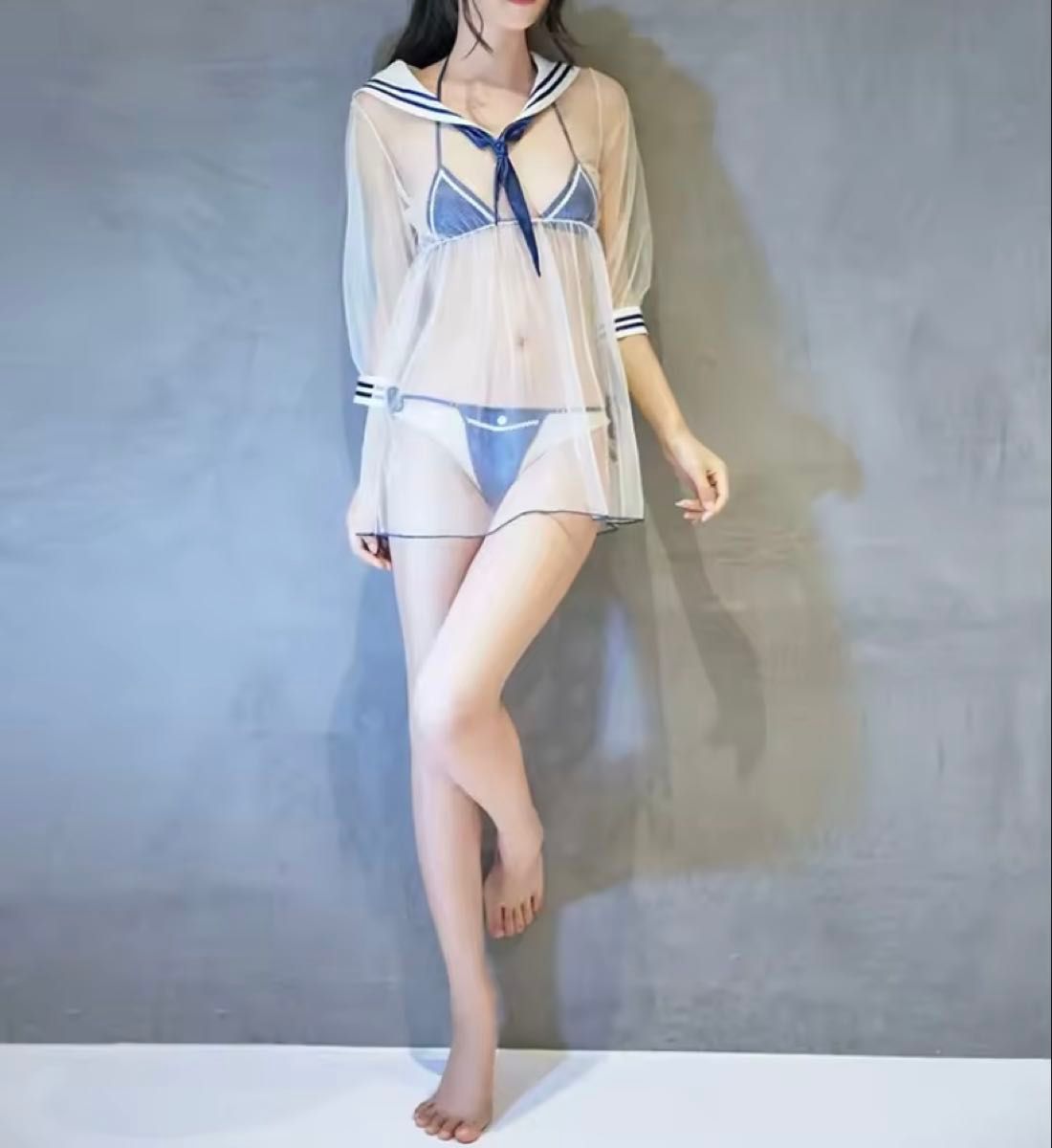 透明感cosplay可爱水手风上衣学院风水手服cosplay透视服装百褶裙
