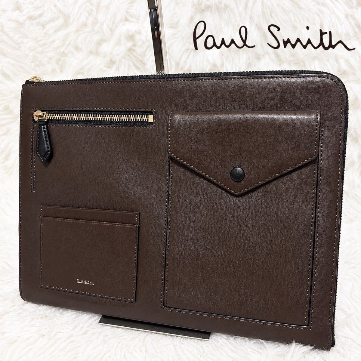 【【未使用】Paul Smith 保罗·史密斯 皮革 手拿包 副包 棕色