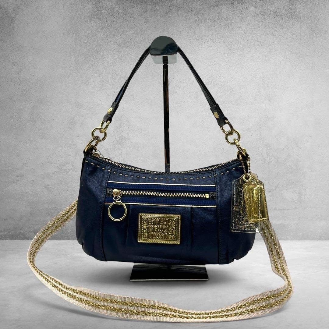 希少 COACH ポピー サファイア グルーヴィ 2way メタリック y2k