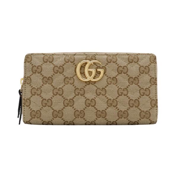 グッチ長財布レディースダブルGジップアラウンドウォレットブラウンGUCCI 443123 FAF05 9651 VINTAG.SAND/DK BROWN