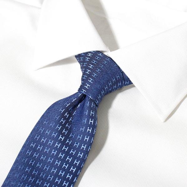 爱马仕 HERMES 领带 H织纹领带 7cm 丝绸 双色 海洋蓝 海军蓝 深蓝色 Fasone H 丝绸领带 常规领带