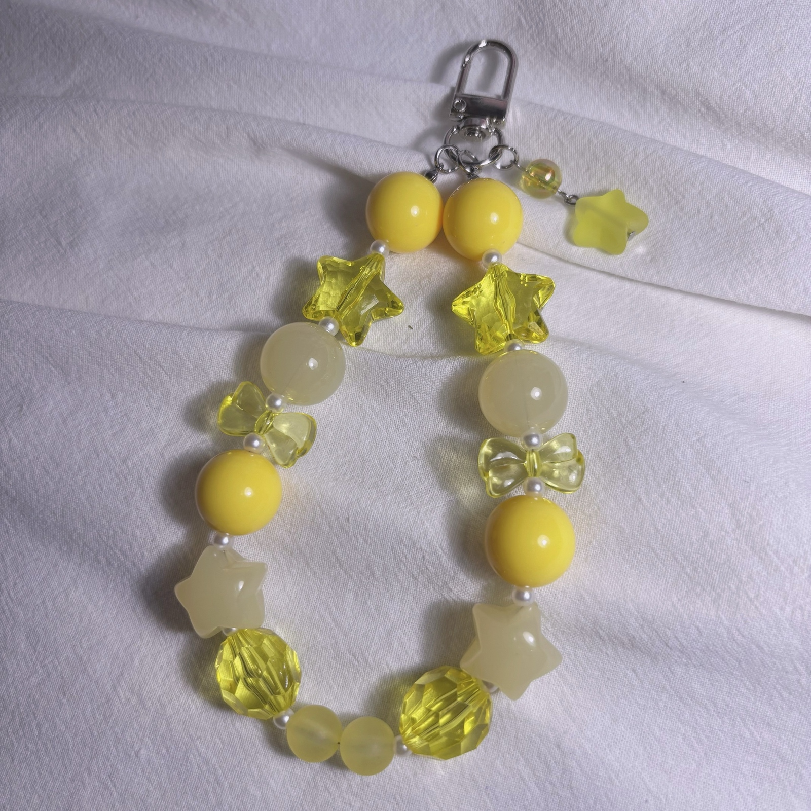 【C-10/黄色🌻】应援色手绳🌈手机挂绳珠饰配件派对灯挂绳可爱应援周边应援色应援道具黄色星星蝴蝶结闪亮