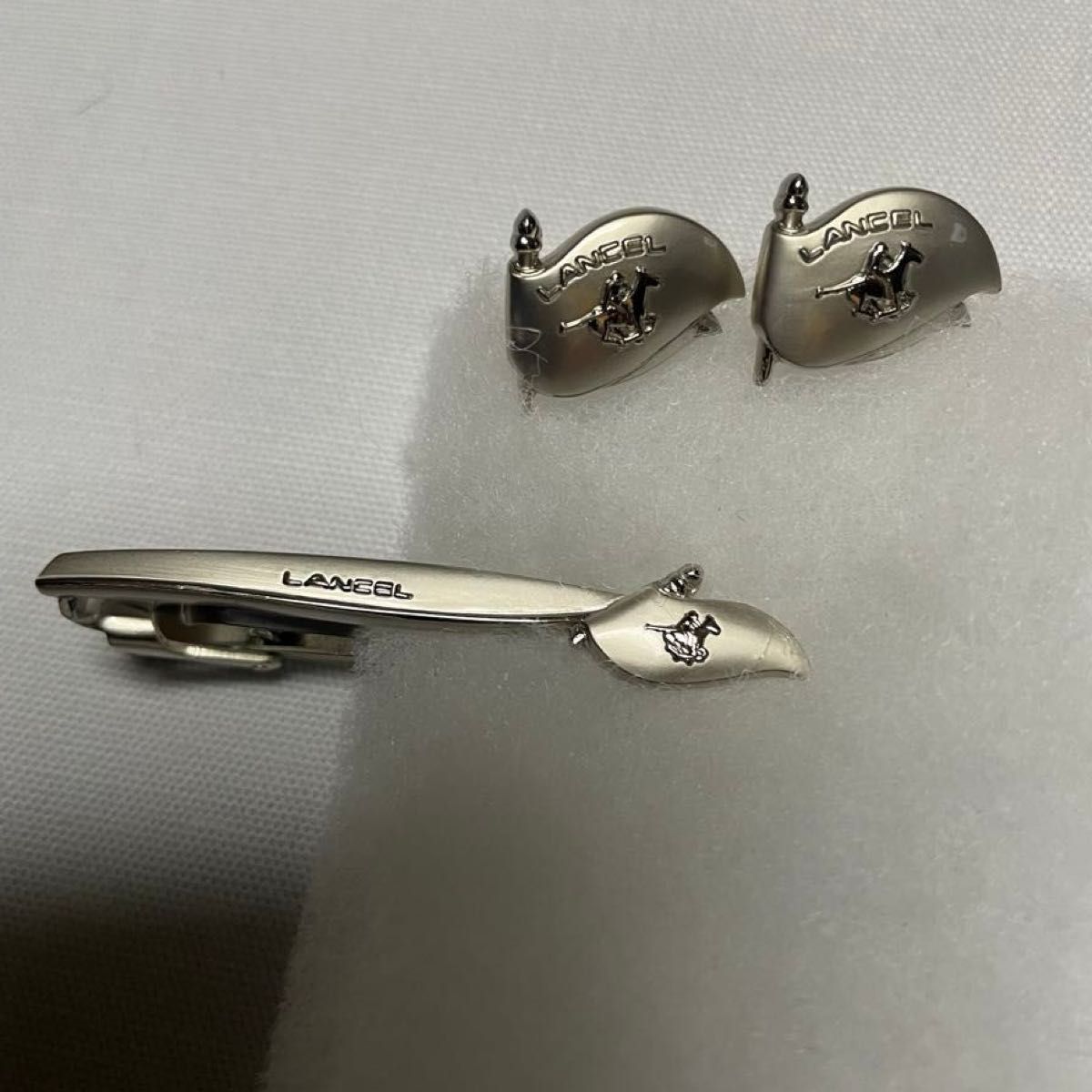 LANCEL 兰塞尔 领带夹 袖扣套装 银色