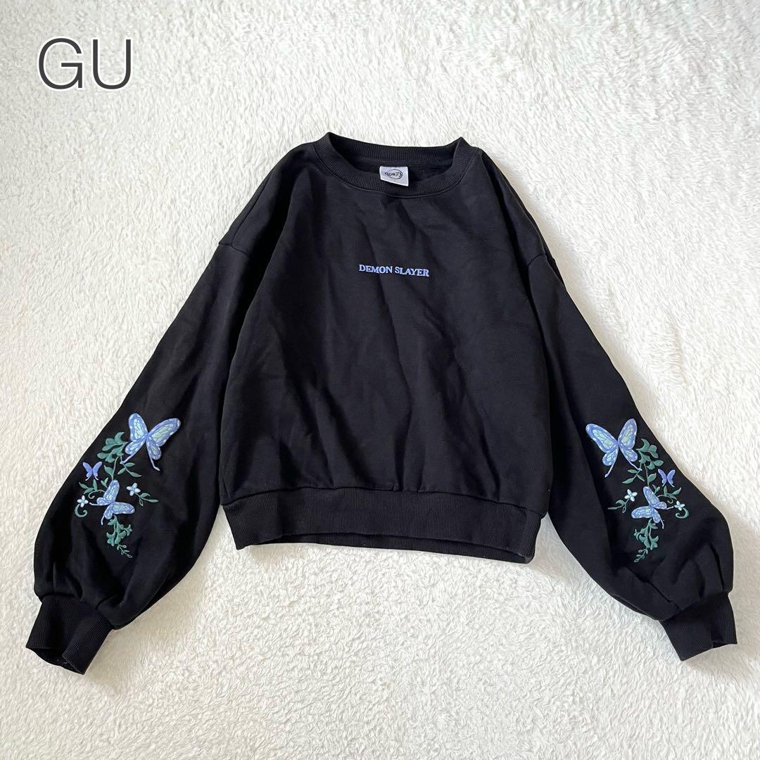 【 GU ×《鬼灭之刃》卫衣 蝴蝶刺绣 胡蝶忍设计 抓绒内里 品相完好