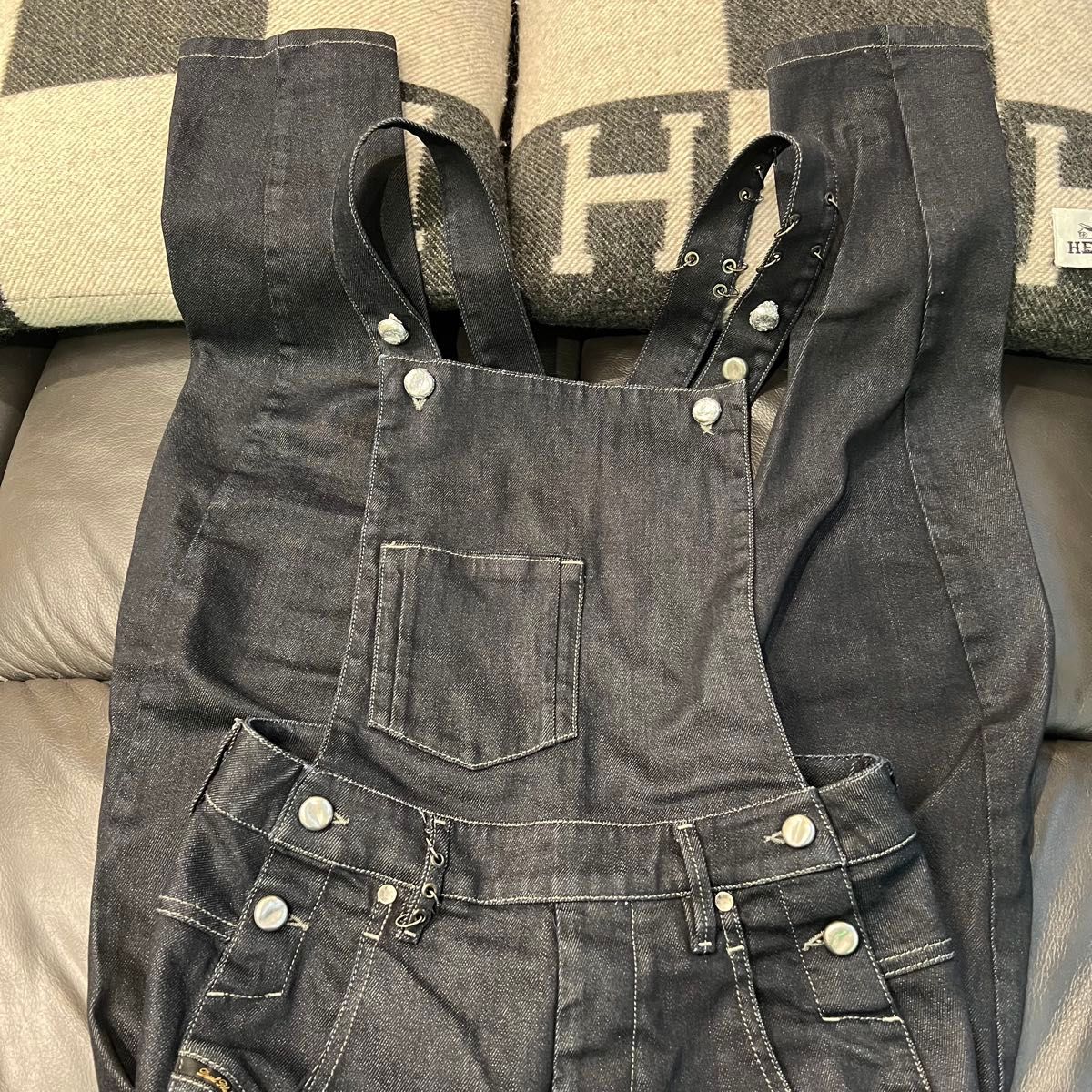 极美品DIESEL柴油超全机器人黑牛仔布皮补丁钩意大利制XXS