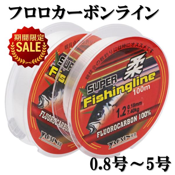 氟碳线 100米 0.4 0.6 0.8 1 1.2 1.5 2 3 4.5 5 8号 钓鱼线 鱼线 消耗线 透明 绿色 透明