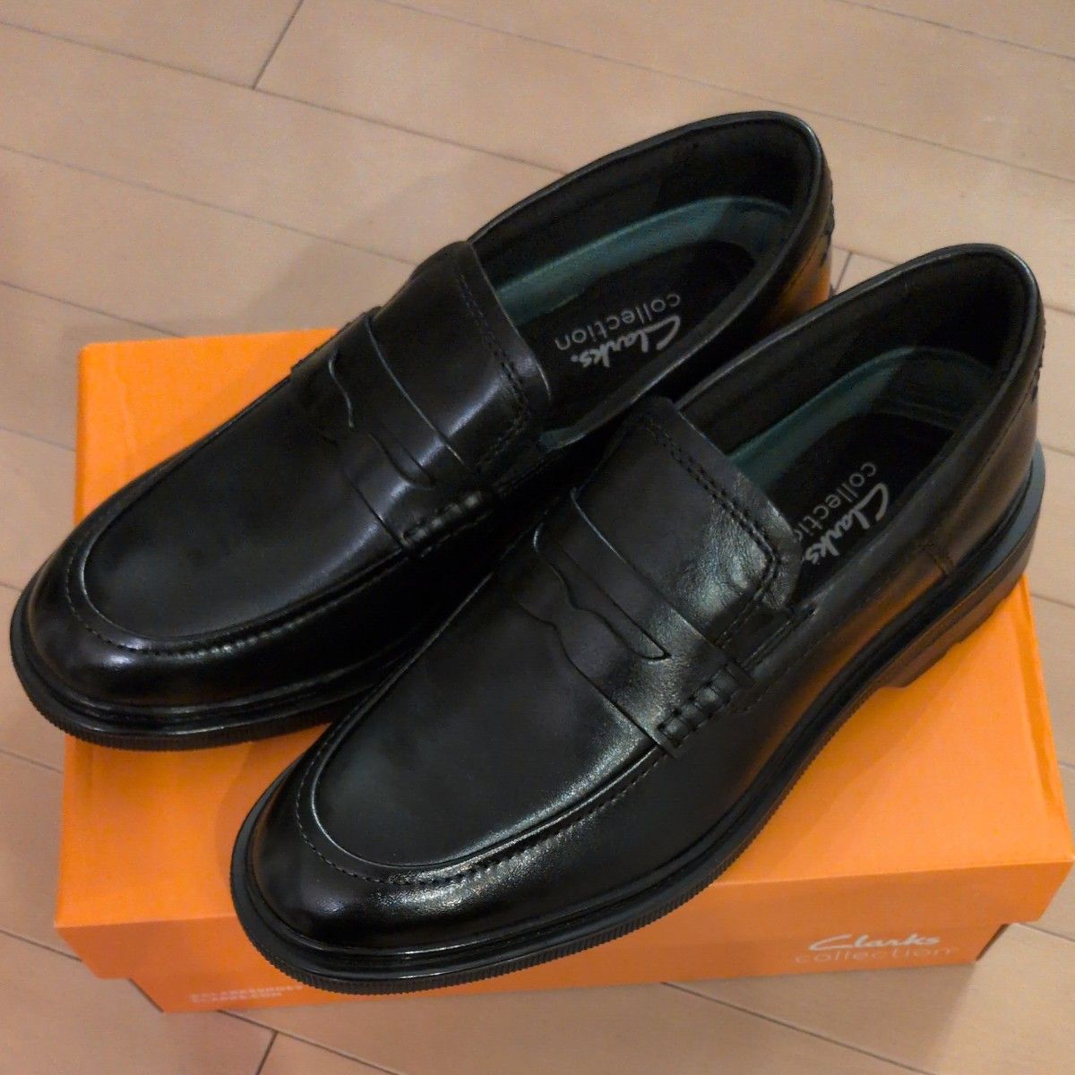 Clarks 克拉克 伯奇尔便士鞋 黑色皮革 UK8