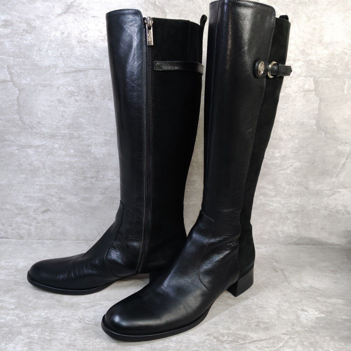 TRUSSARDI 特鲁萨尔迪 长靴 黑色 真皮 麂皮 23cm