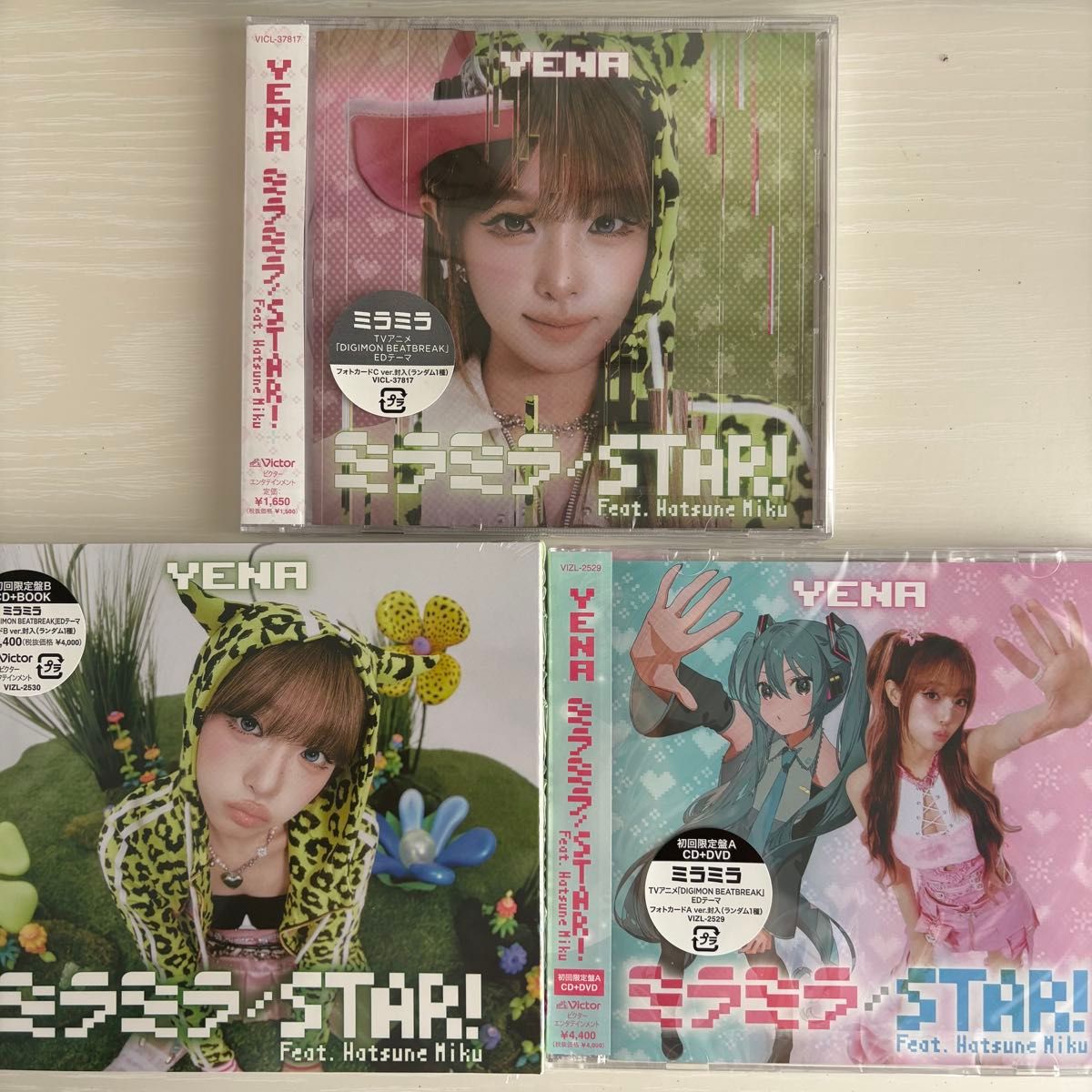 YENA ミラミラ / STAR! Feat. Hatsune Miku 初回限定盘A・B・通常盘 3张套装