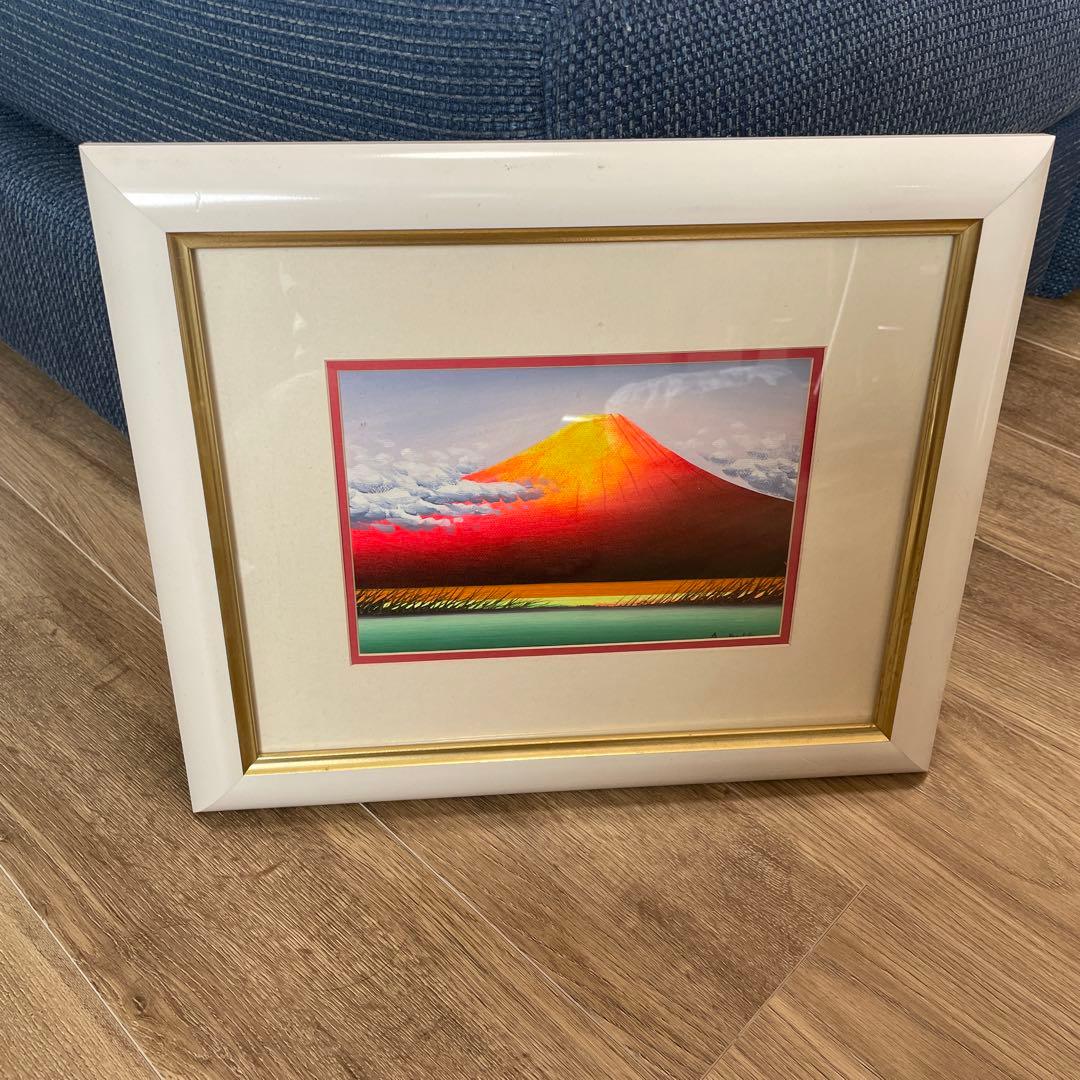赤富士　富士山　绘画　画作　带画框