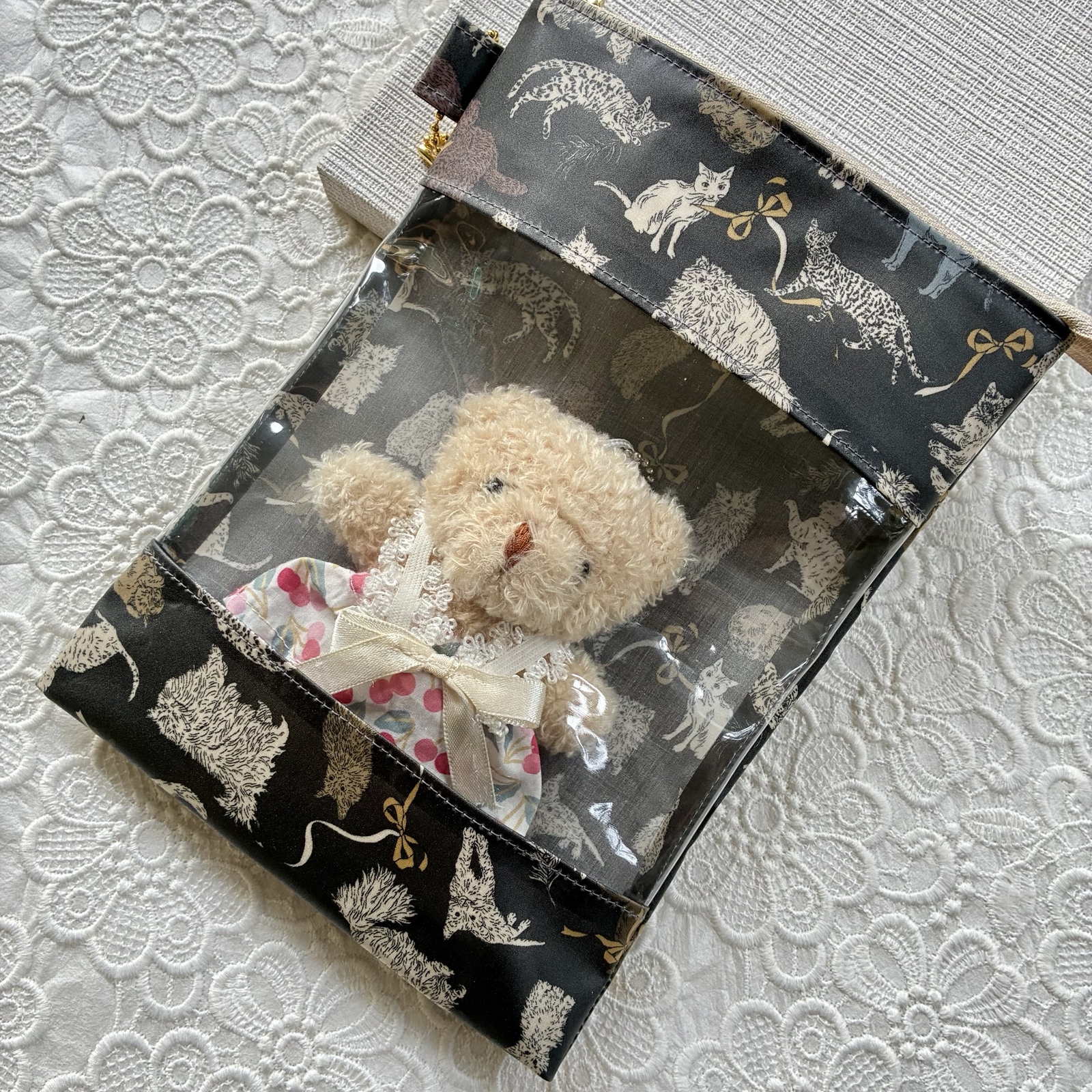 纵长透明化妆包/涂层/自由布料使用/塑料涂层/化妆品化妆包/朱印帐化妆包