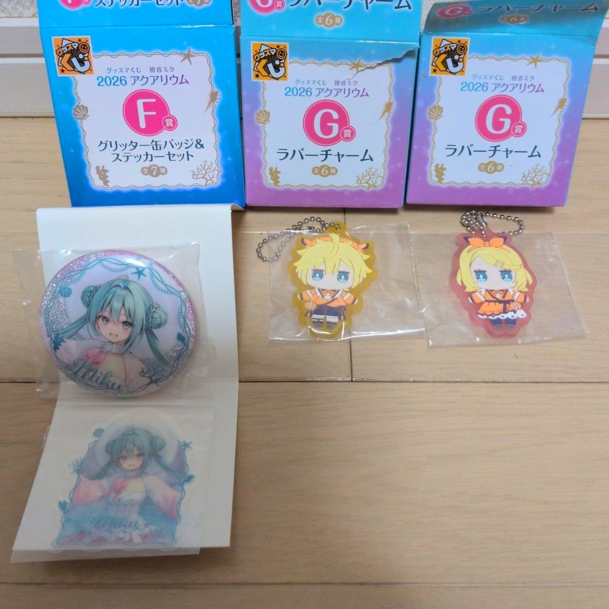 GSC抽签 初音未来 2026 水族馆 徽章&贴纸套装 初音未来 橡胶挂件 镜音铃、连