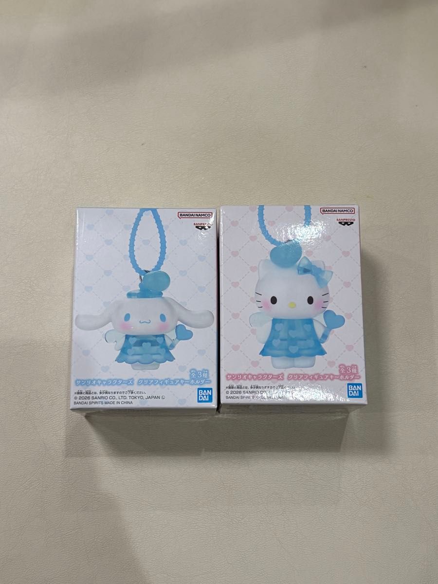 三丽鸥角色 透明公仔钥匙扣 玉桂狗 凯蒂猫 2个套装