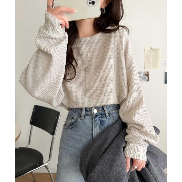 tシャツ 1枚でこなれた着こなしが叶う。フクレジャガードコクーンシルエットプルオーバー(長袖) レディース