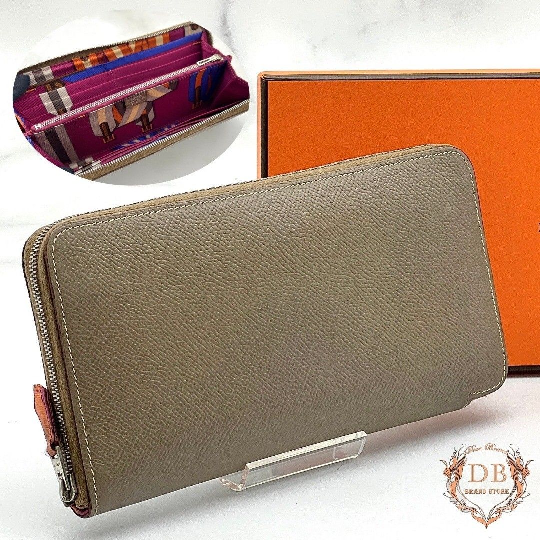 Hermès Azur Long Silk-In-Etoupe Pink-Purple □O Stamp HERMES Women’s Wallet Voile d’Epsom Long Wallet