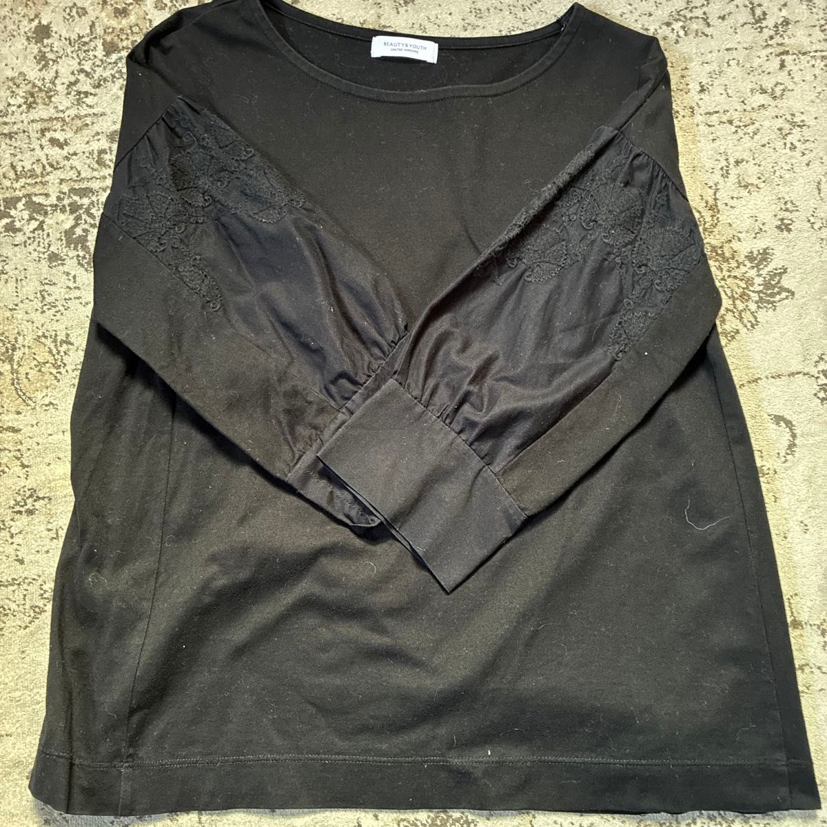 BEAUTY&YOUTH UNITED ARROWS 针织衫 黑色 蕾丝袖