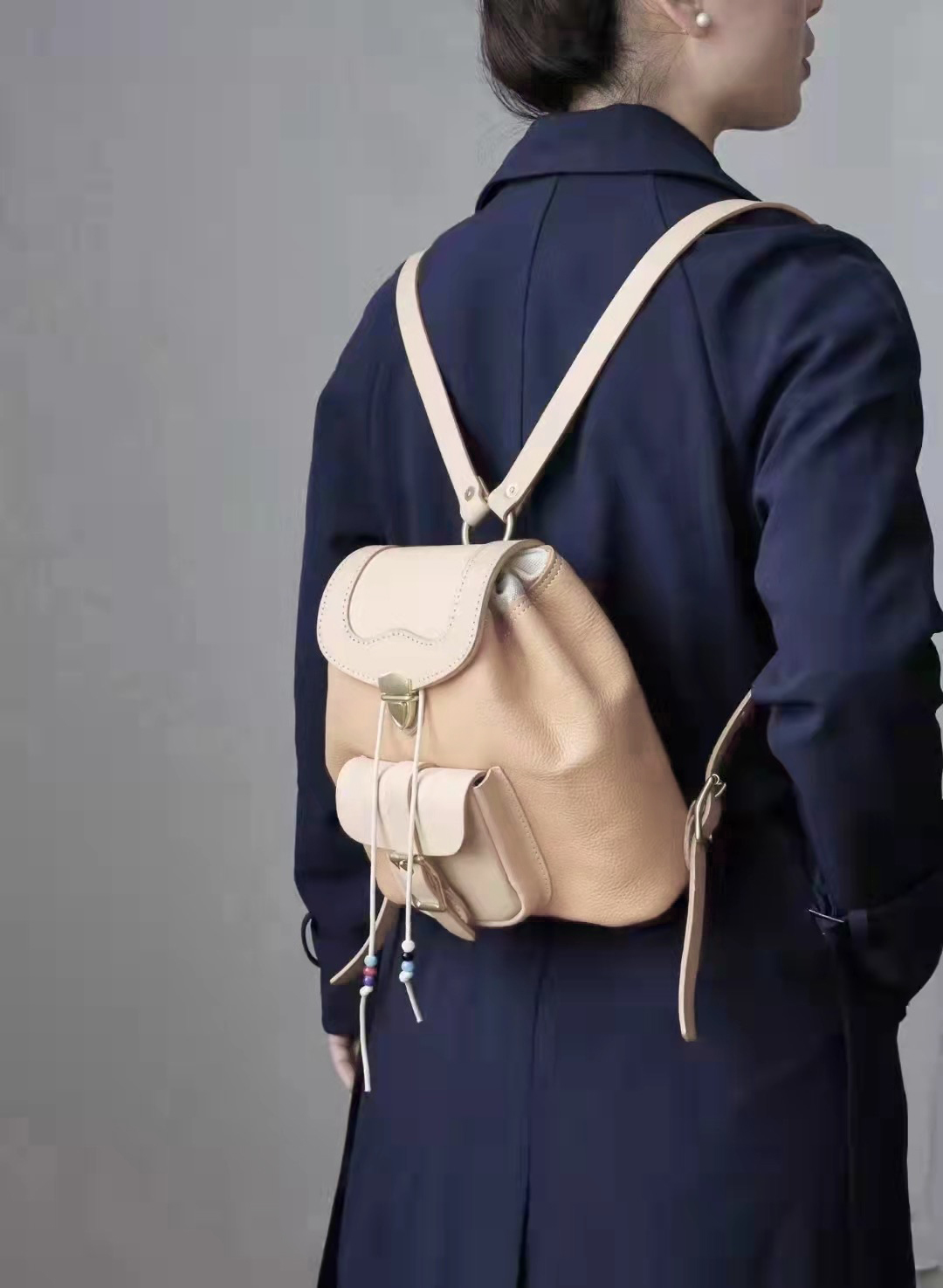 【切线派】真皮手工制作的迷你双肩包 女士双肩包