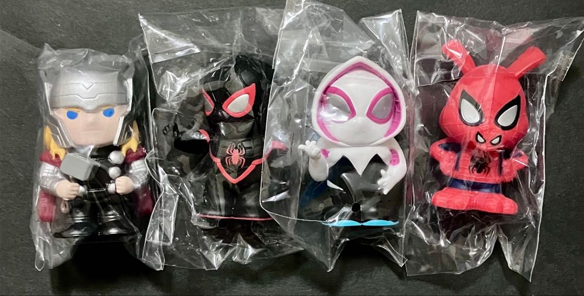 Marvel Soft Vinyl Puppet Mascot 4-Piece Set Spider-Man Miles Gwen Spider-Ham Thor