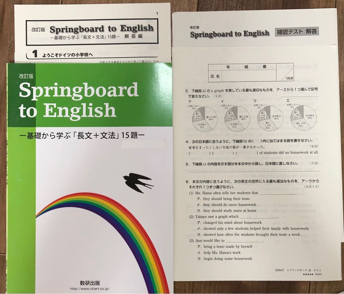 非市販 数研出版チャートスプリングボード基礎から学ぶ長文＋文法15題確認テスト付