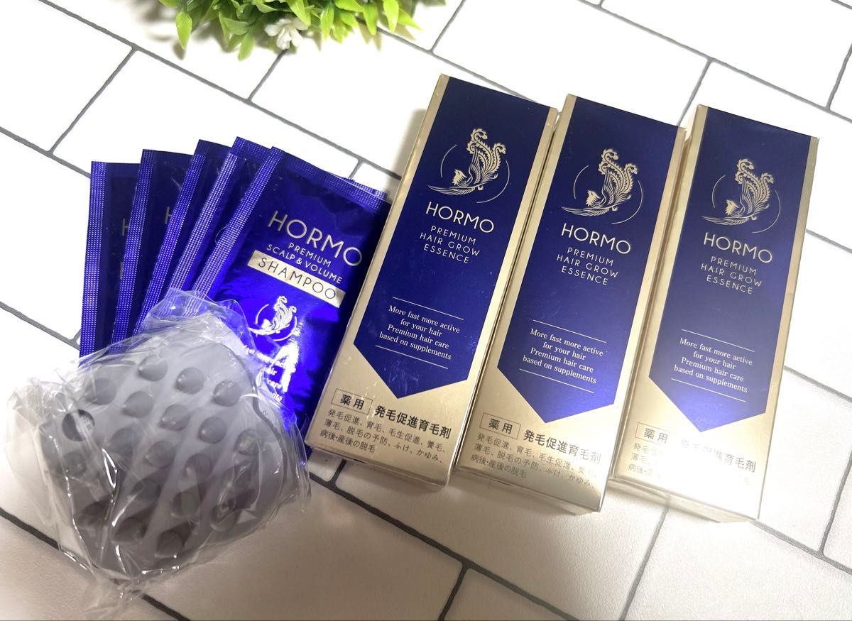 HORMO Premium Hair Grow Essence 80ml, 3-Set, Medicinal Hair Growth Tonic with Scalp Brush
