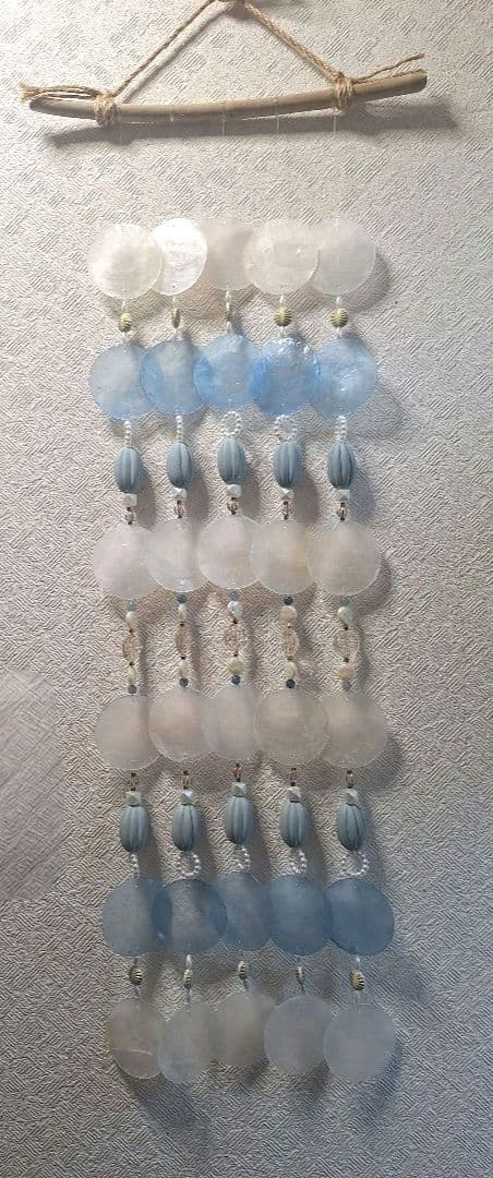 贝壳风铃 5连 蓝色 白色 风铃 柔和色调 清凉