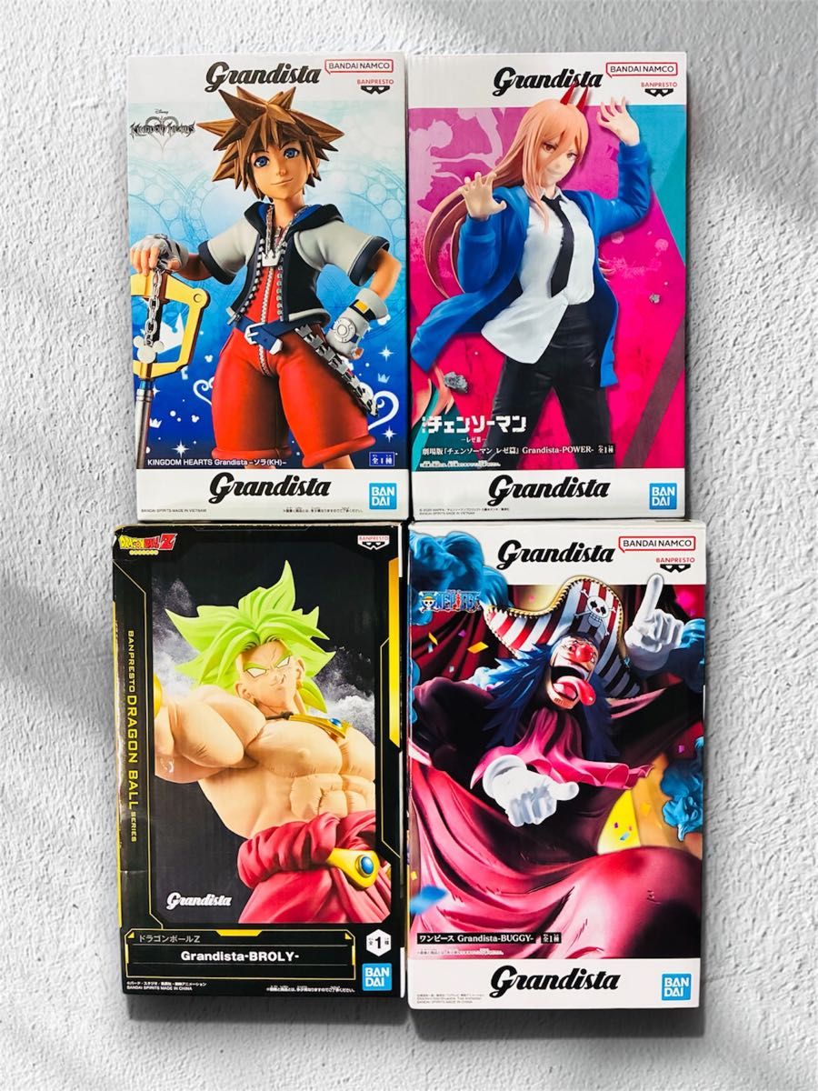 Grandista Prize Figures Set of 4: Sora, Power Broly, Buggy