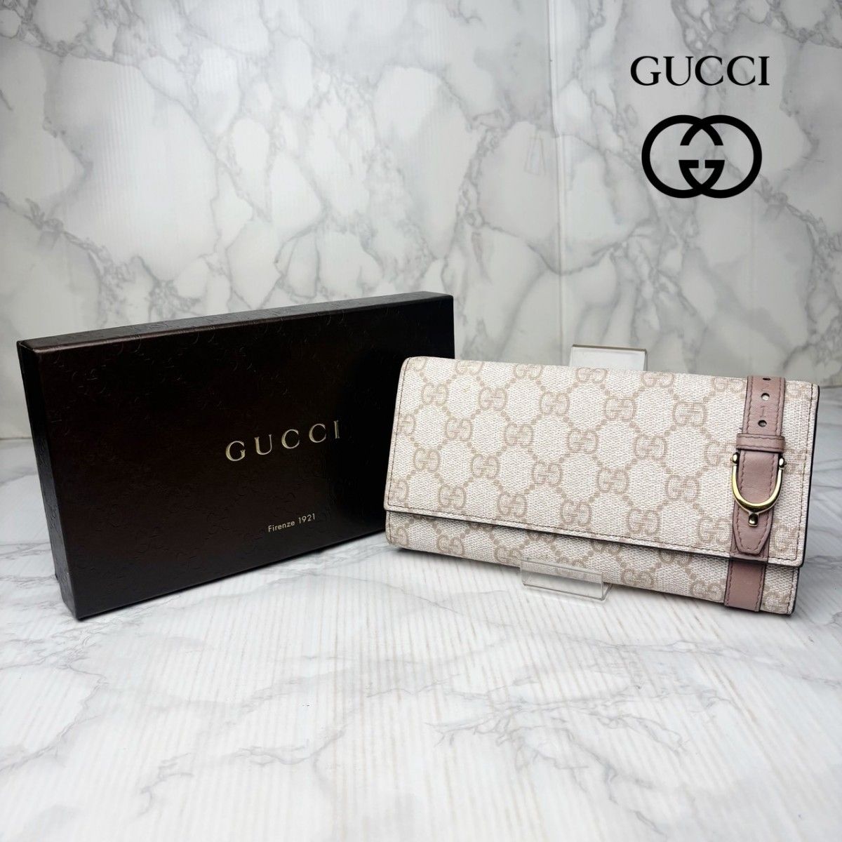 011 极美品 GUCCI 古驰 长款钱包 二折钱包 GG Supreme PVC
