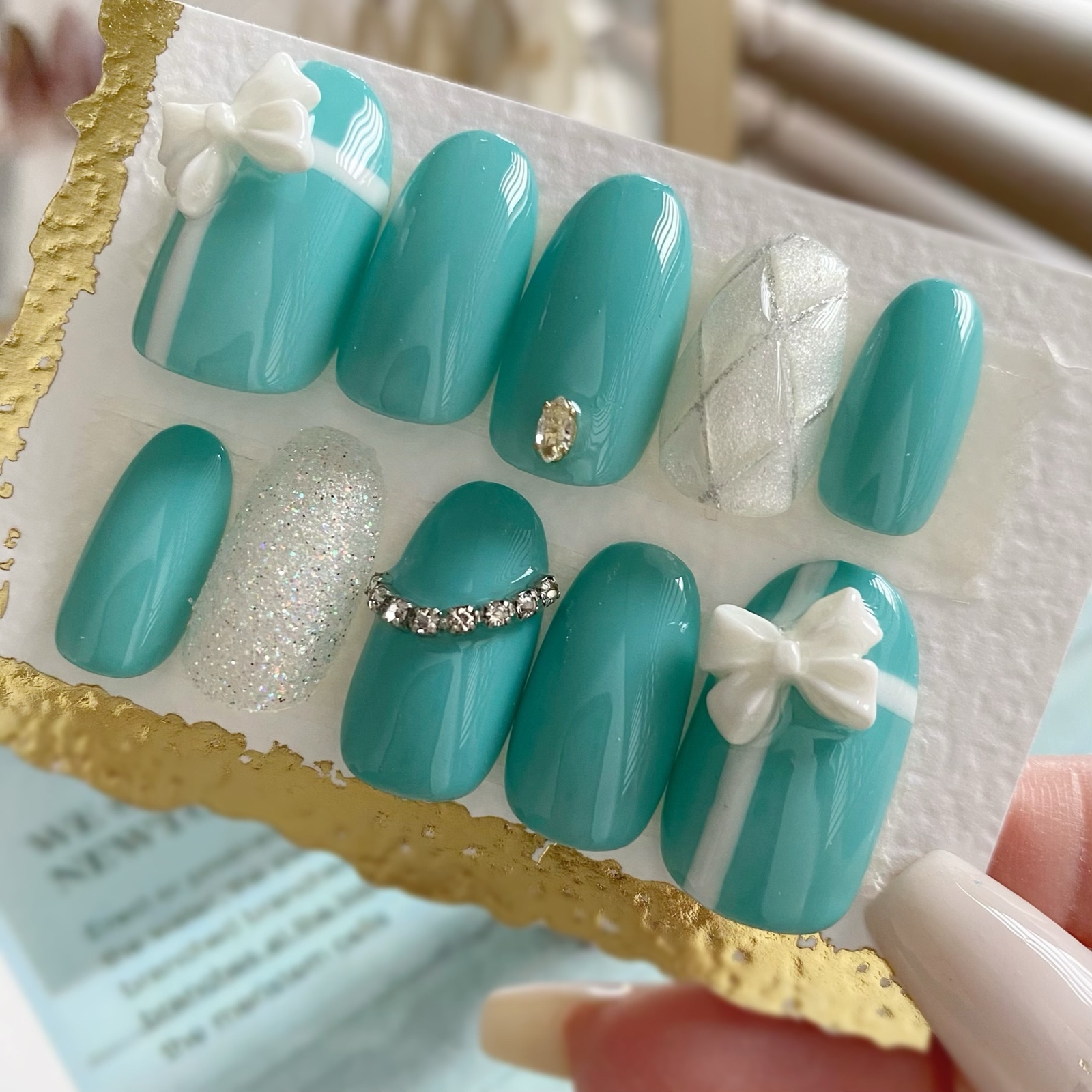 Tiffany Blue♡Quilting♡Nail Tips