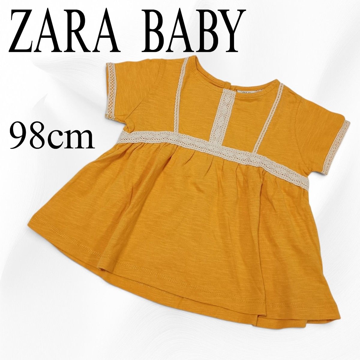 ZARA BABY ザラベビー98cm レース 半袖チュニック マスタード 2-3歳