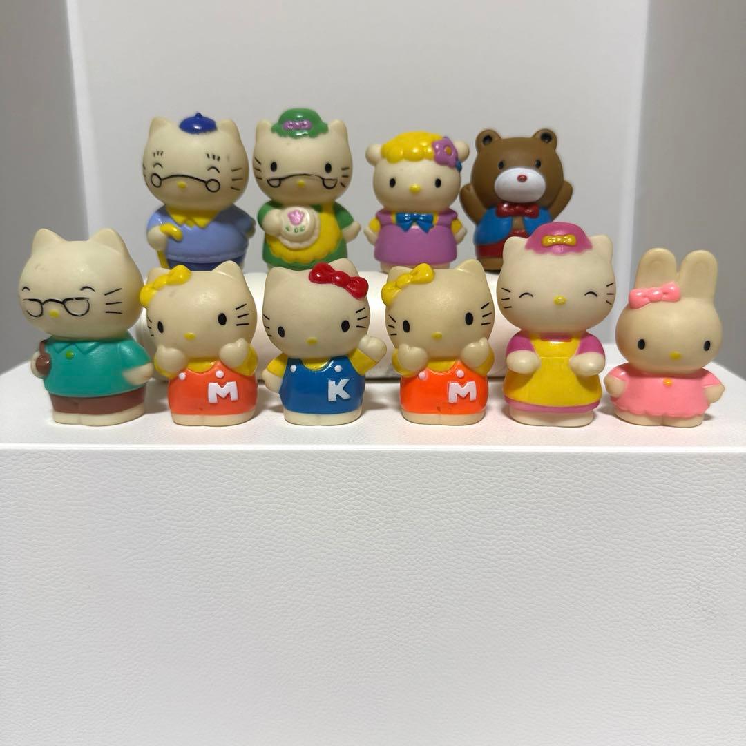 [Rare] Sanrio Hello Kitty Family Finger Figures Soft Vinyl 10-Piece Set Vintage