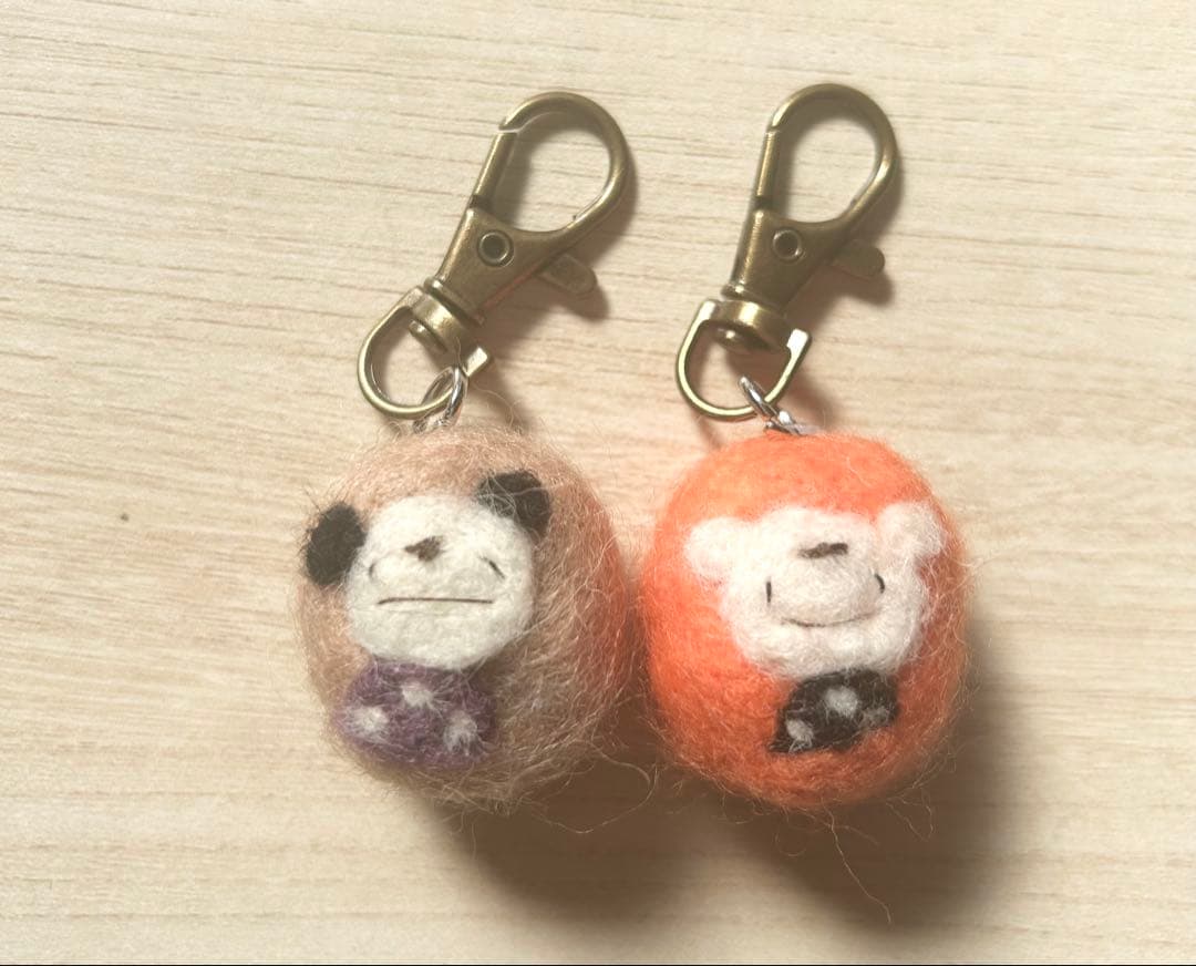 ✳︎手工制作✳︎熊猫与小熊的羊毛毡钥匙扣［4］