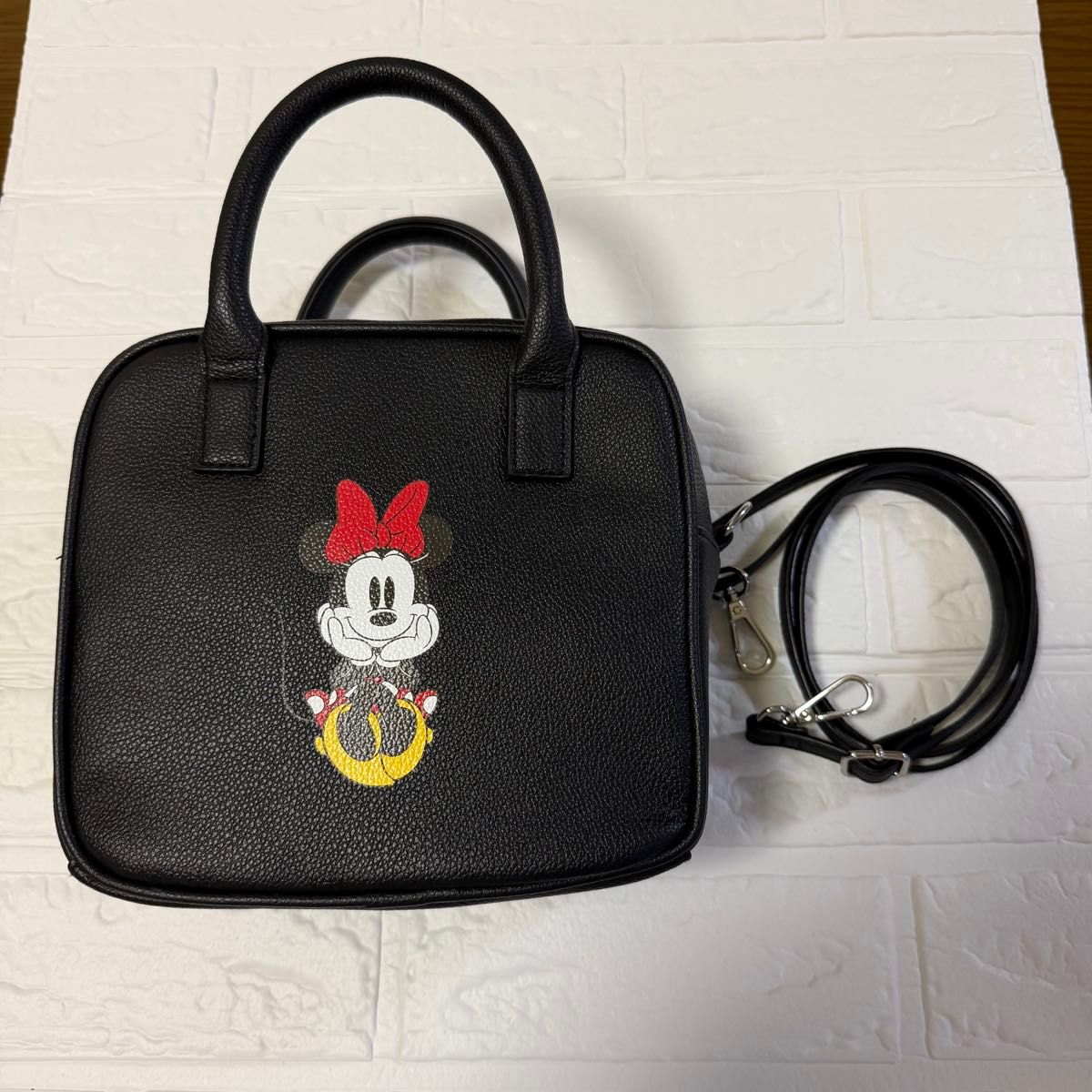 Coen Coen [Special Order] Leather-Like Boston Bag, Minnie Mouse, Black, Shoulder Bag, 2-Way