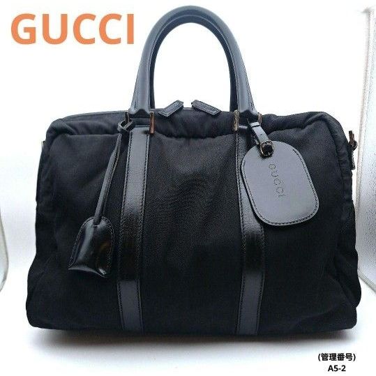【GUCCI】古驰 波士顿包 黑色 尼龙 皮革 男女通用