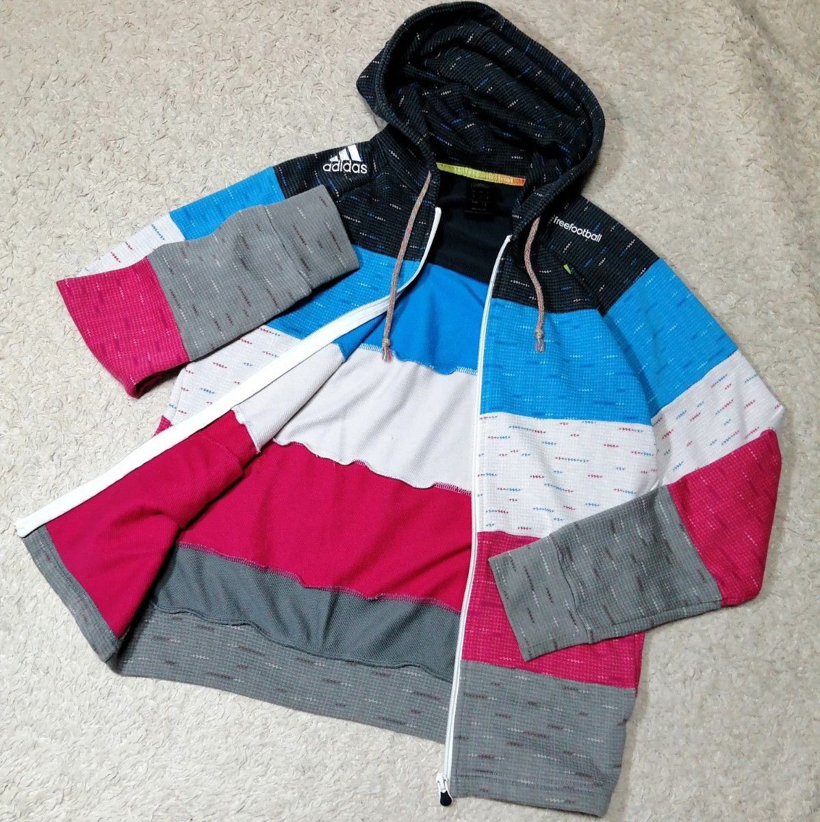★阿迪达斯★稀有 彩色拉链连帽衫 复古设计卫衣 adidas 热门二手街头风